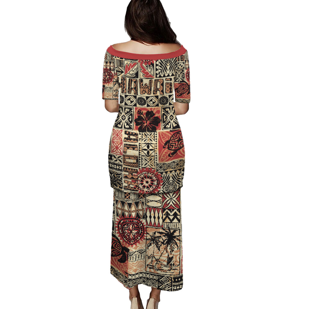 Hawaii Combo Puletasi And Shirt Hawaiian Style Tribal Fabric Patchwork