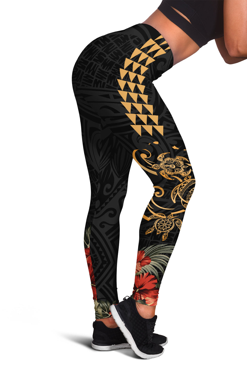 Hawaii Legging - Hawaii Hibiscus Map Turtle Polynesian Legging