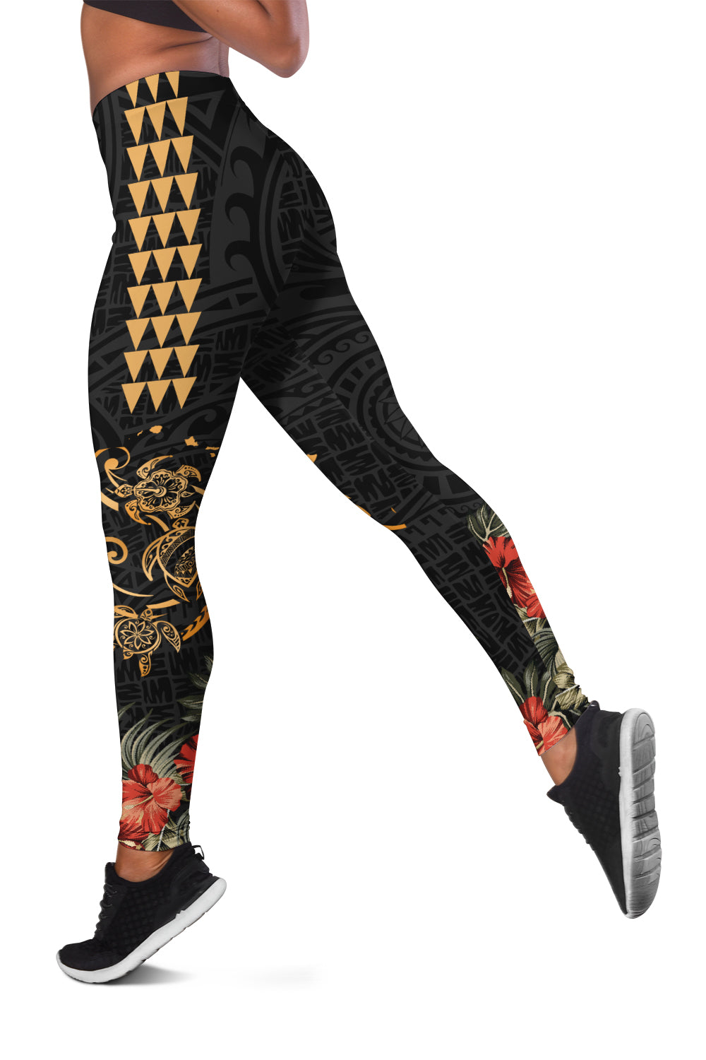 Hawaii Legging - Hawaii Hibiscus Map Turtle Polynesian Legging
