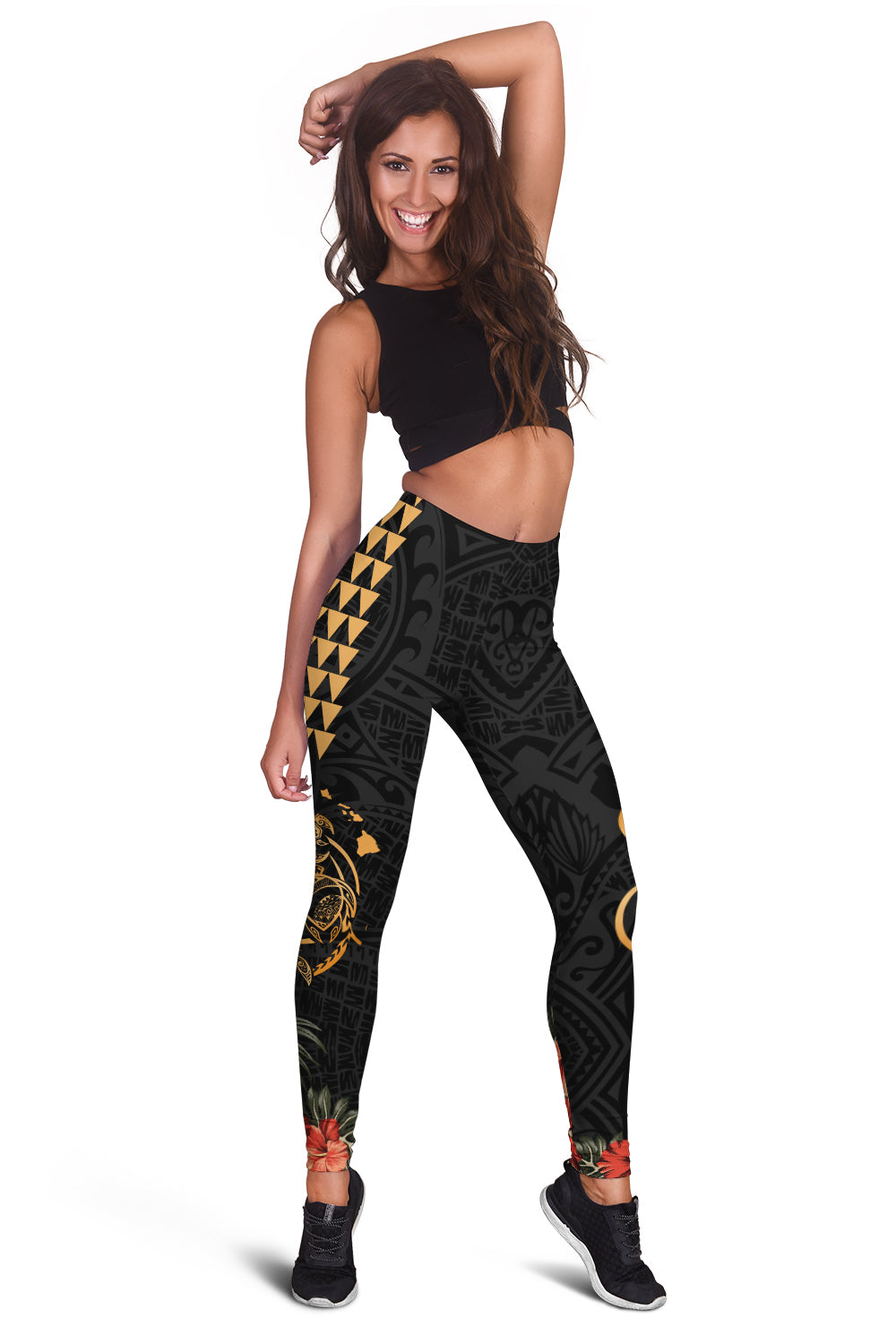 Hawaii Legging - Hawaii Hibiscus Map Turtle Polynesian Legging