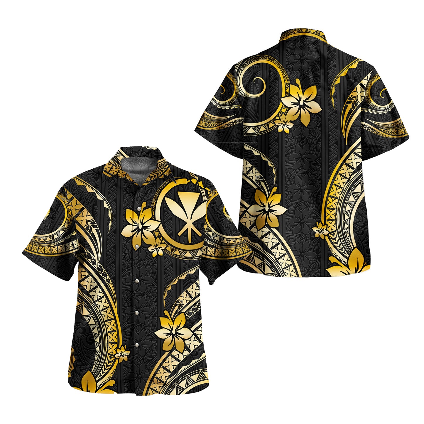 Hawaii Combo Puletasi And Shirt Kanaka Maoli Golden Polynesian Pattern