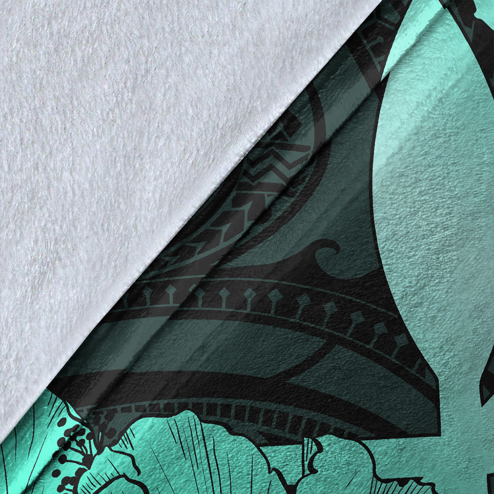 Hawaiian Premium Blanket Kanaka Maoli Hibiscus Polynesian Love Turquoise