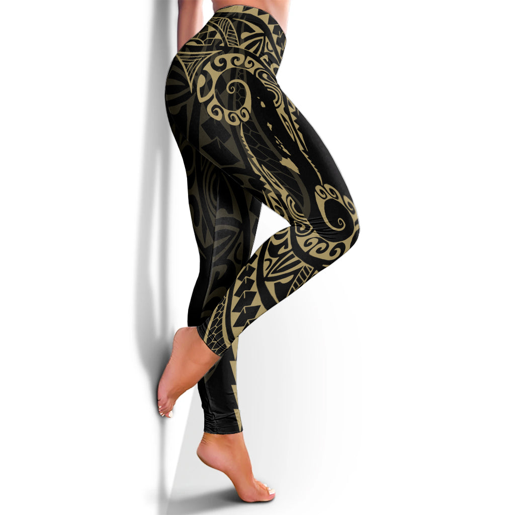 Hawaii Legging Hawaiian Map Kakau Style Gold
