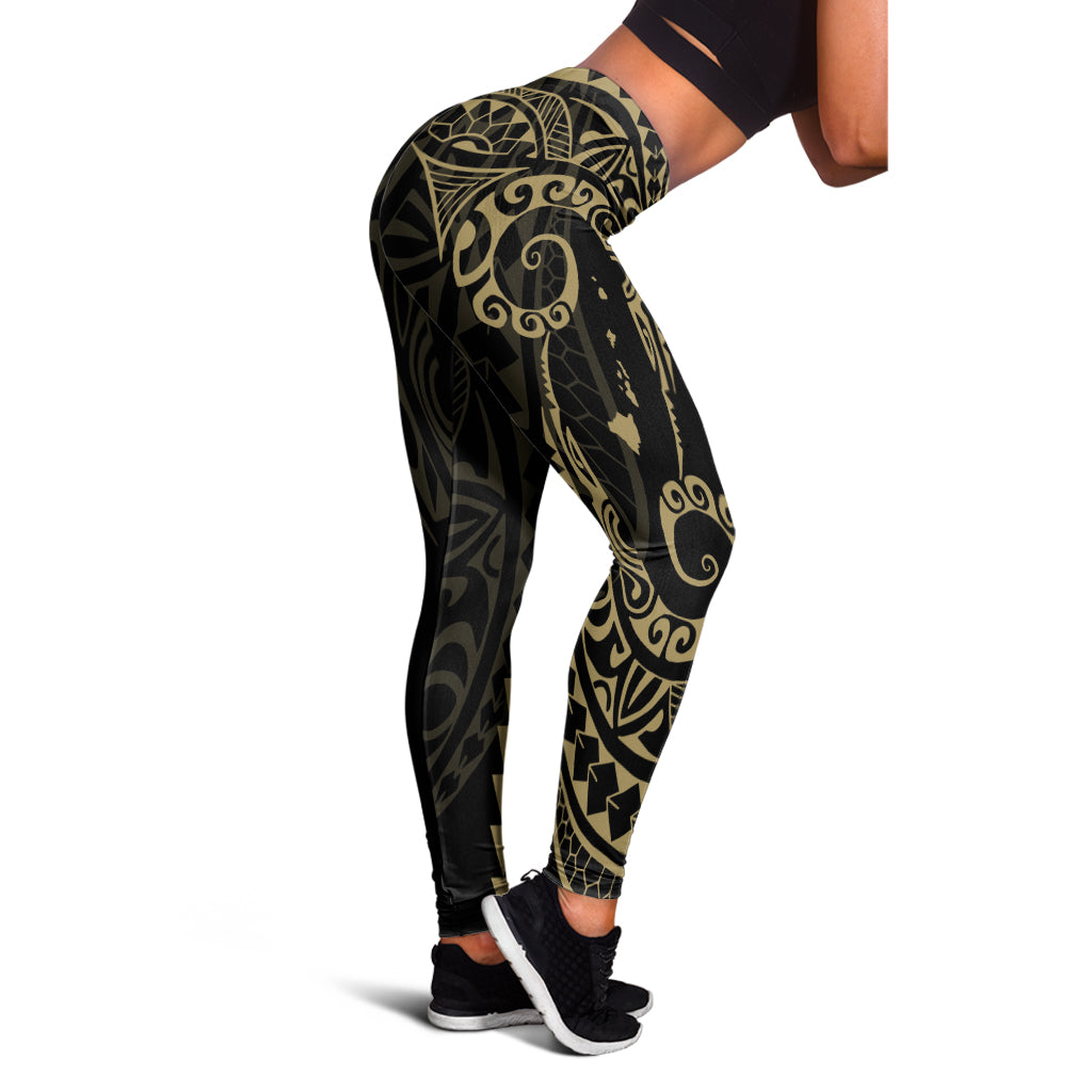 Hawaii Legging Hawaiian Map Kakau Style Gold