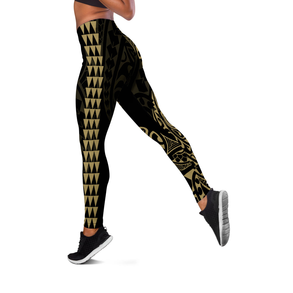 Hawaii Legging Hawaiian Map Kakau Style Gold