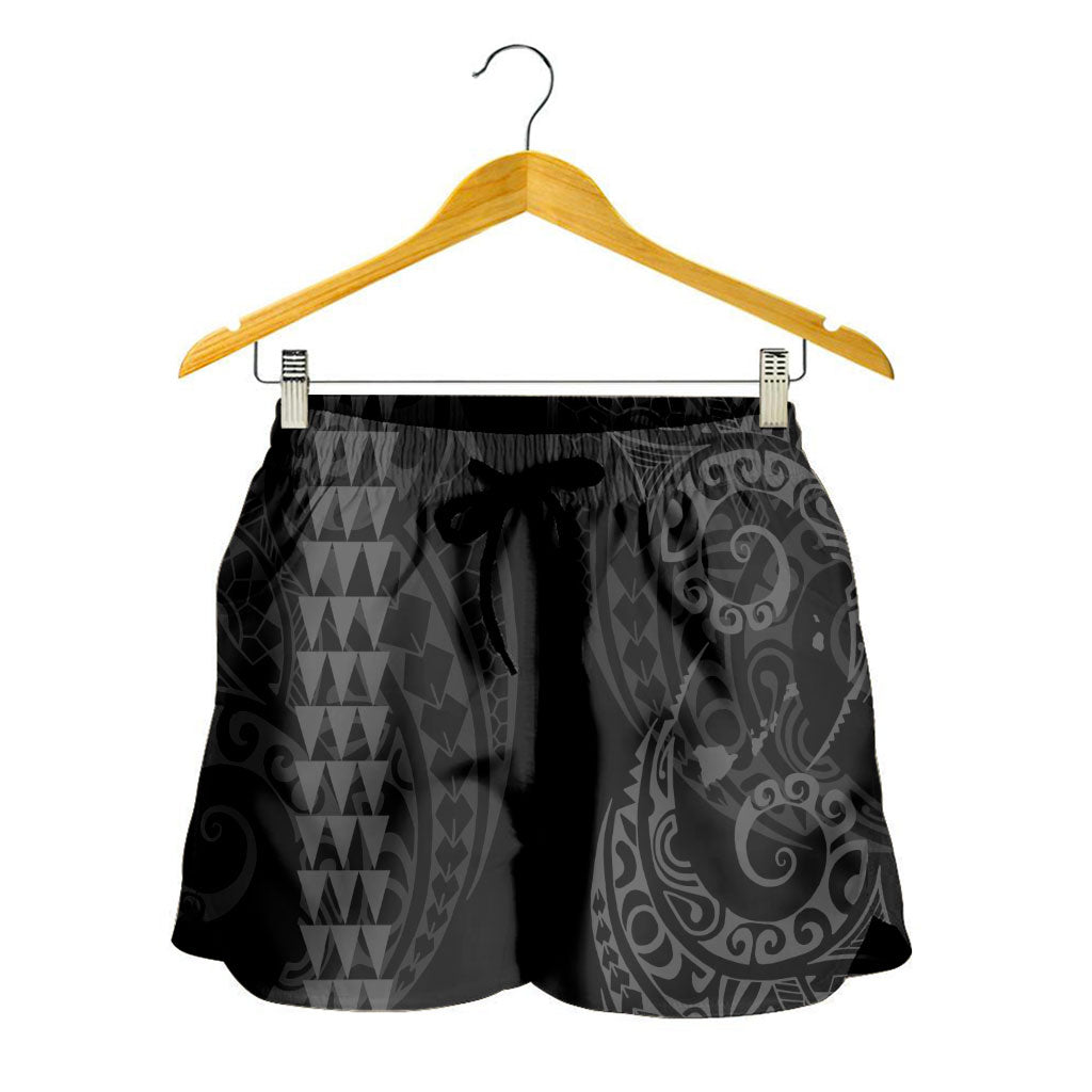 Hawaii Women Shorts Hawaiian Map Kakau Style Grey