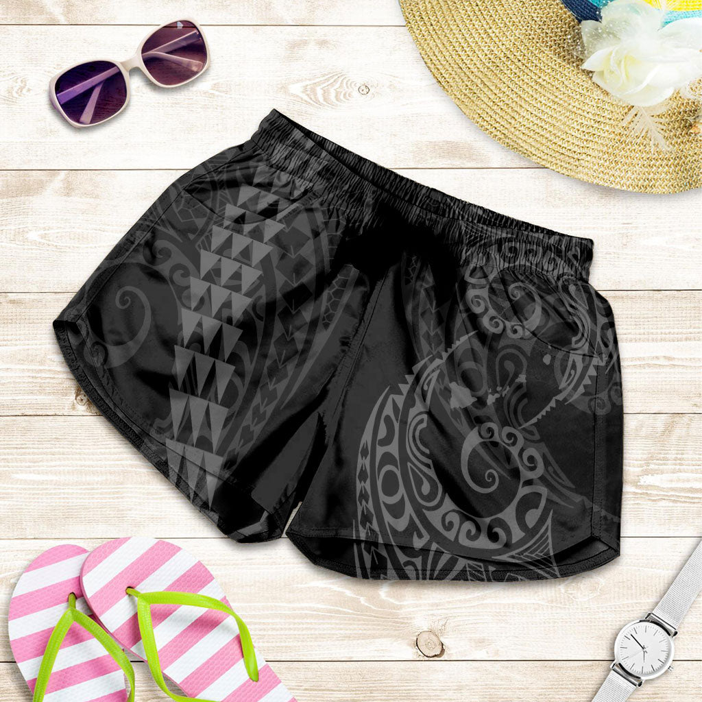 Hawaii Women Shorts Hawaiian Map Kakau Style Grey