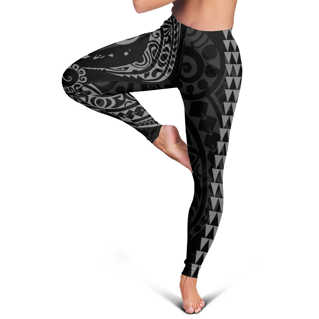 Hawaii Legging Hawaiian Map Kakau Style Grey
