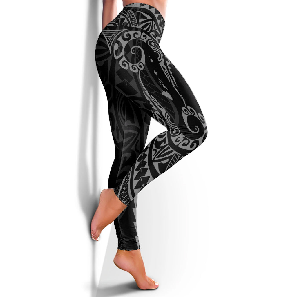 Hawaii Legging Hawaiian Map Kakau Style Grey