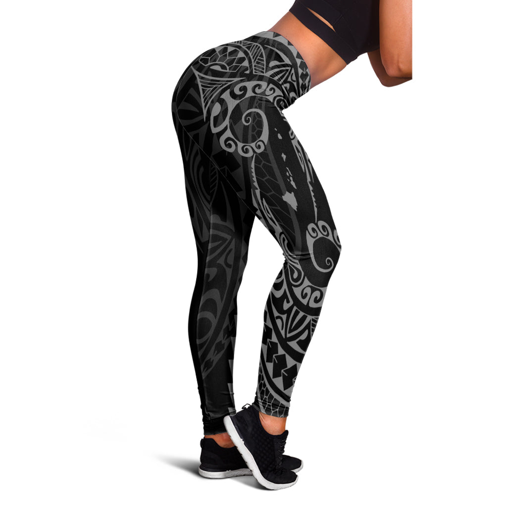 Hawaii Legging Hawaiian Map Kakau Style Grey