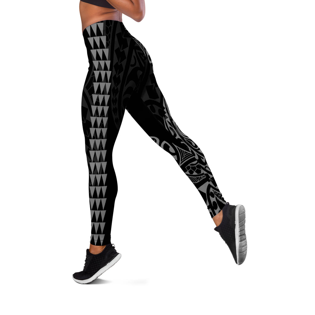 Hawaii Legging Hawaiian Map Kakau Style Grey