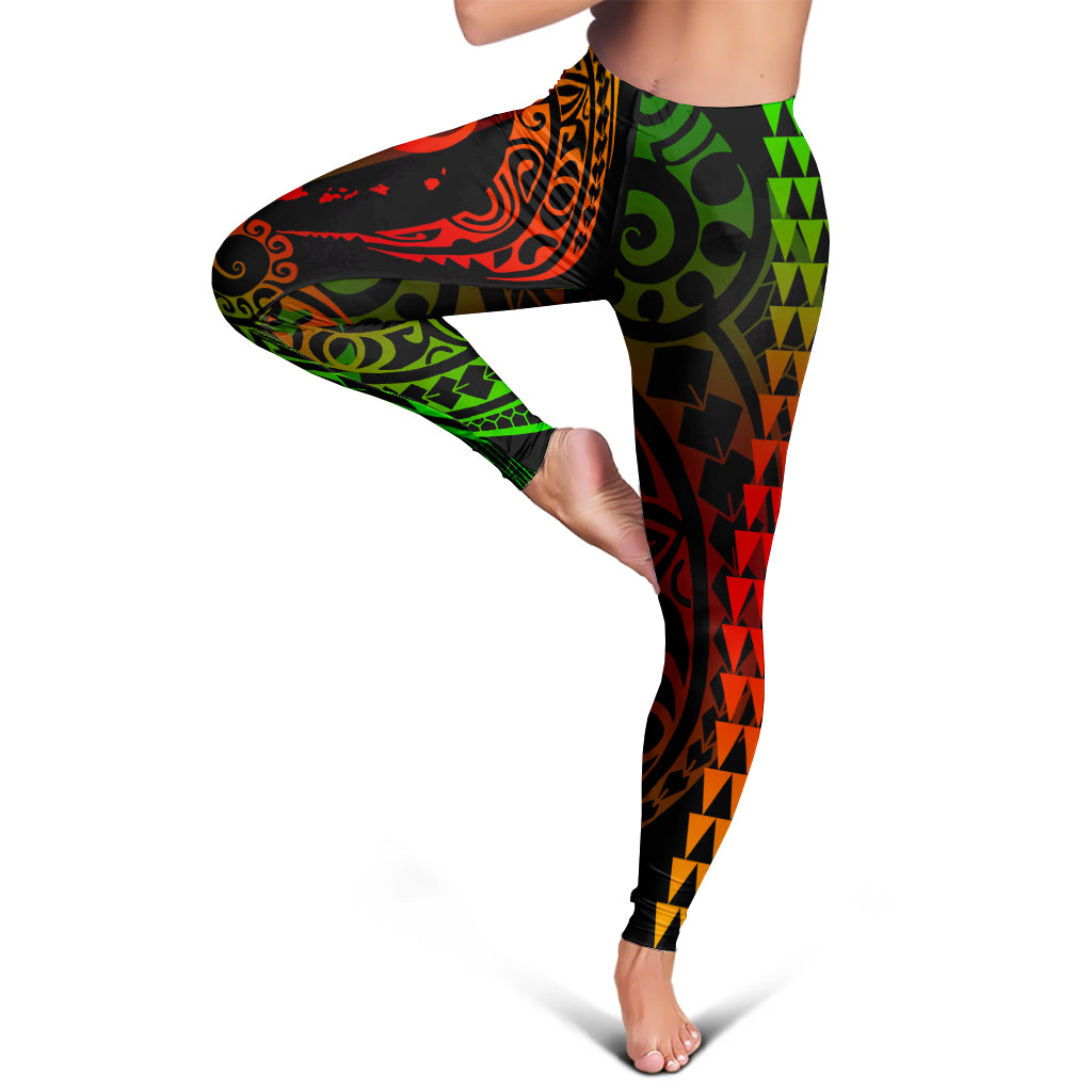 Hawaii Legging Hawaiian Map Kakau Style Reggae