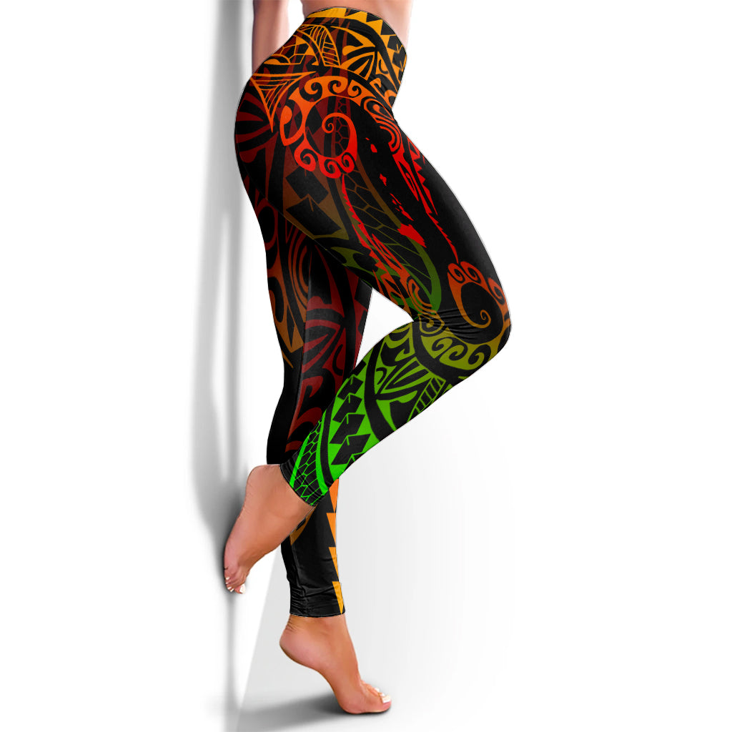 Hawaii Legging Hawaiian Map Kakau Style Reggae