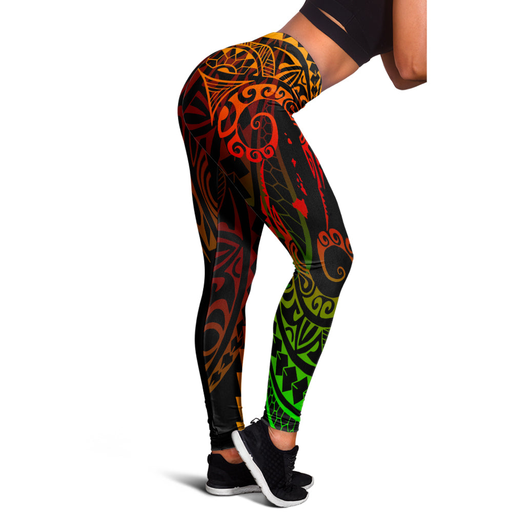 Hawaii Legging Hawaiian Map Kakau Style Reggae