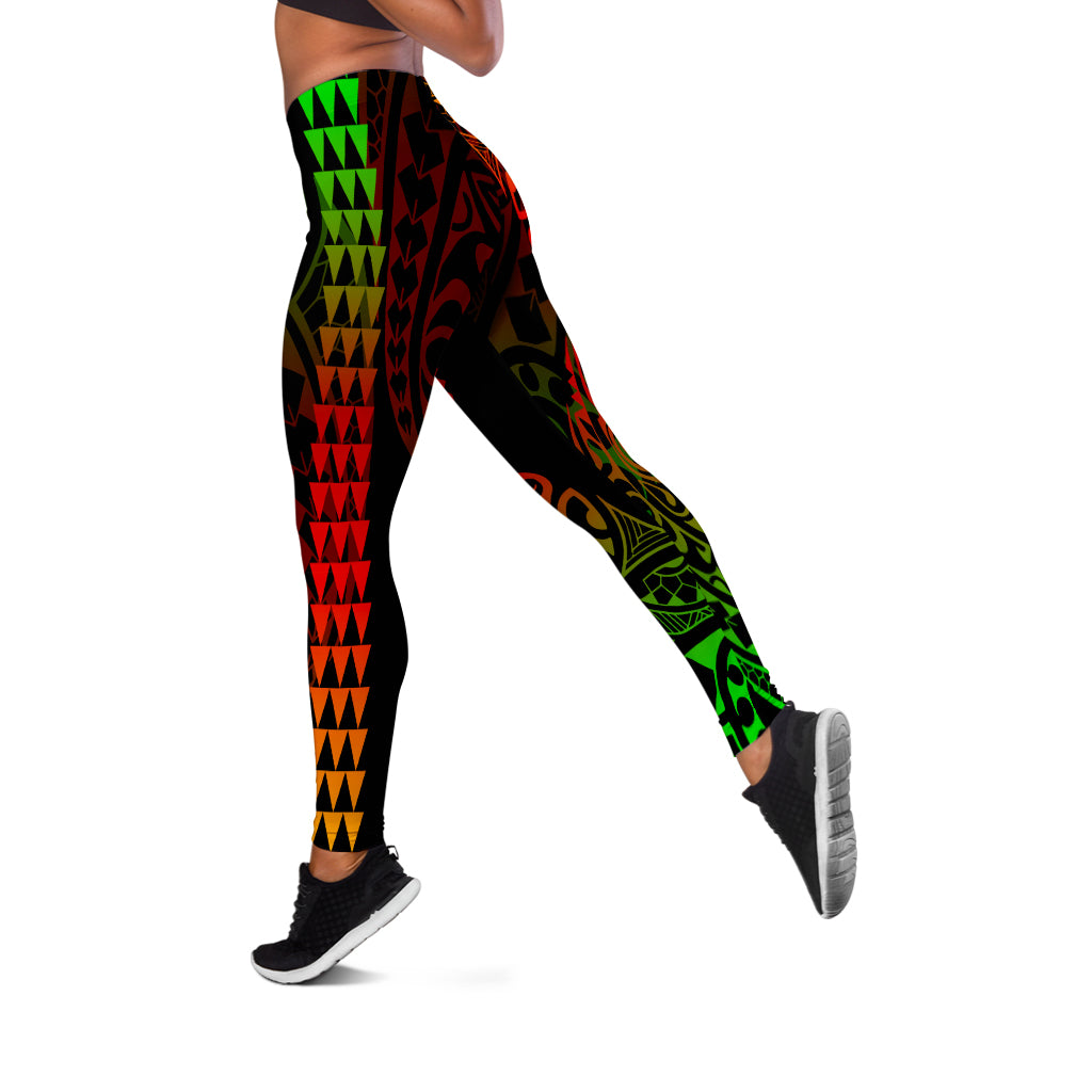 Hawaii Legging Hawaiian Map Kakau Style Reggae
