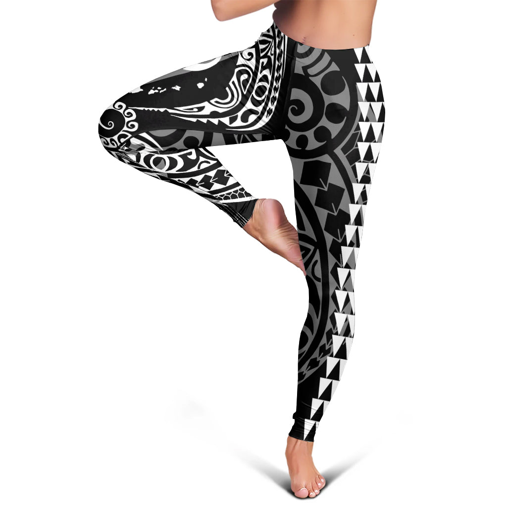 Hawaii Legging Hawaiian Map Kakau Style White
