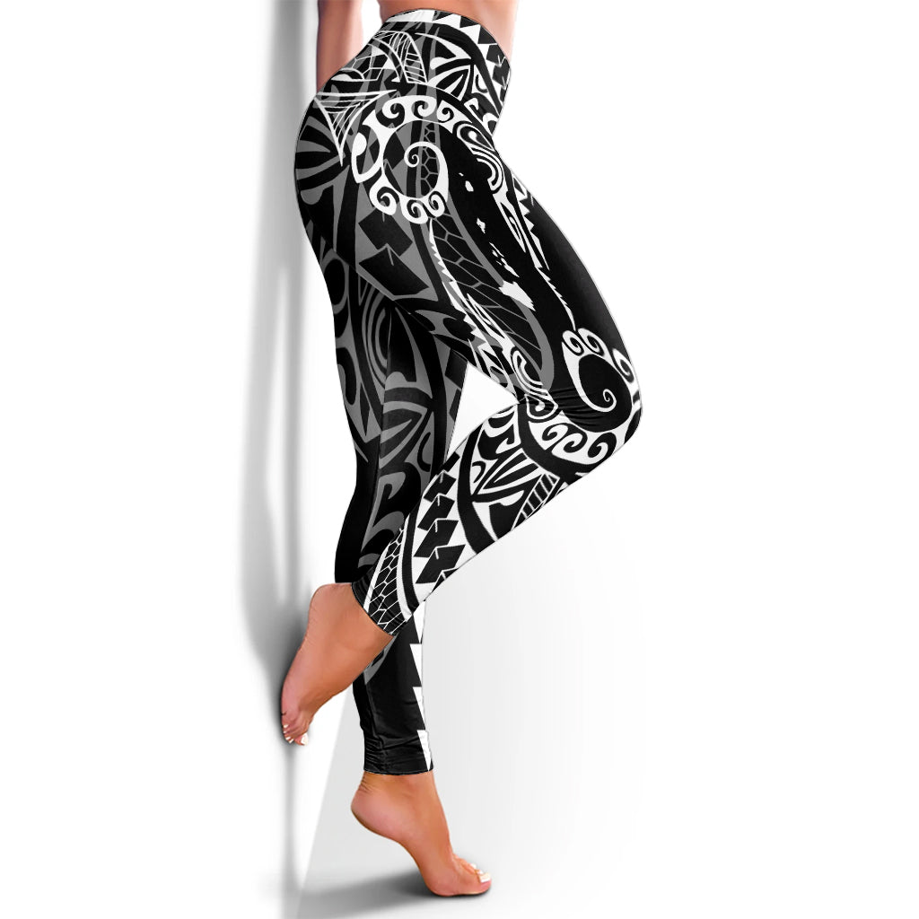 Hawaii Legging Hawaiian Map Kakau Style White