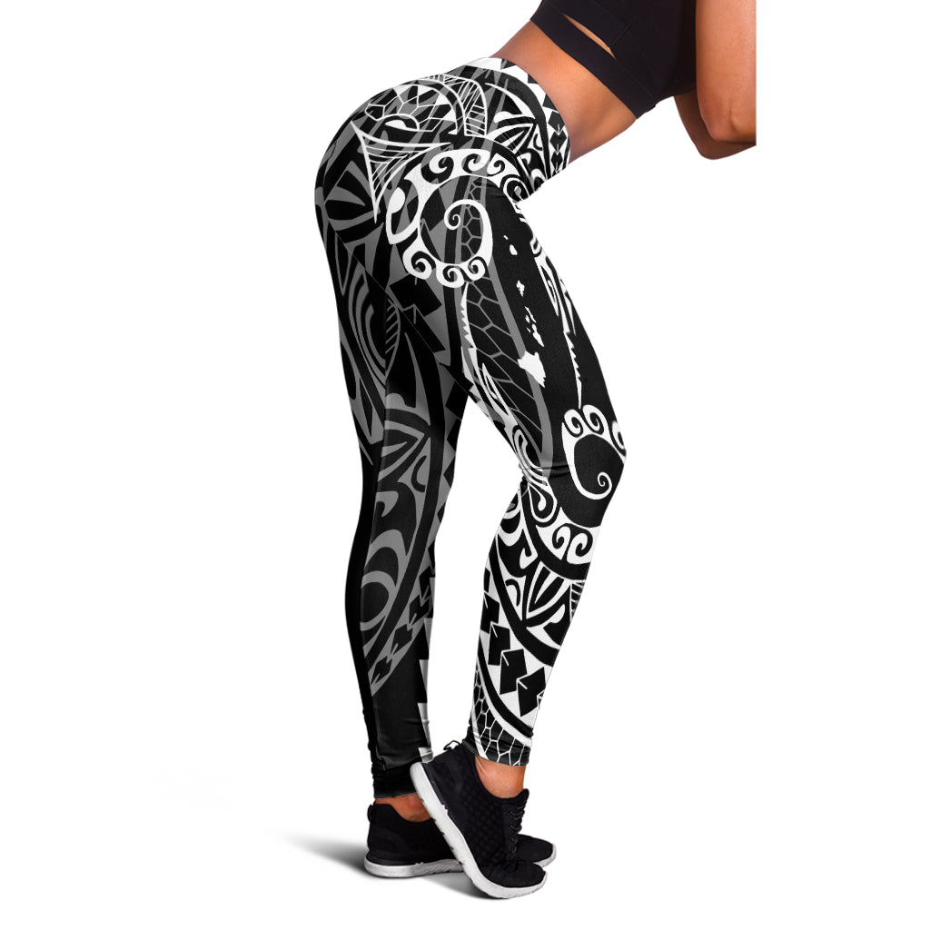 Hawaii Legging Hawaiian Map Kakau Style White