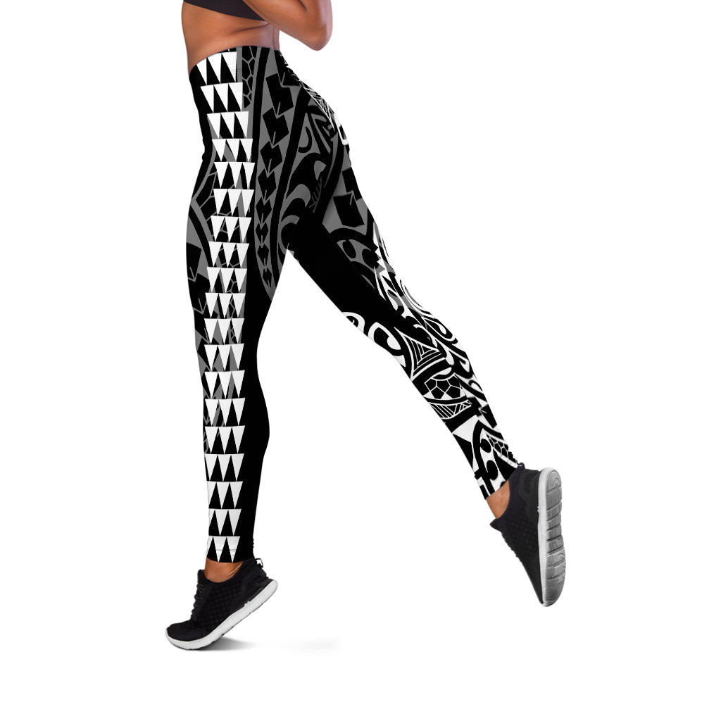 Hawaii Legging Hawaiian Map Kakau Style White