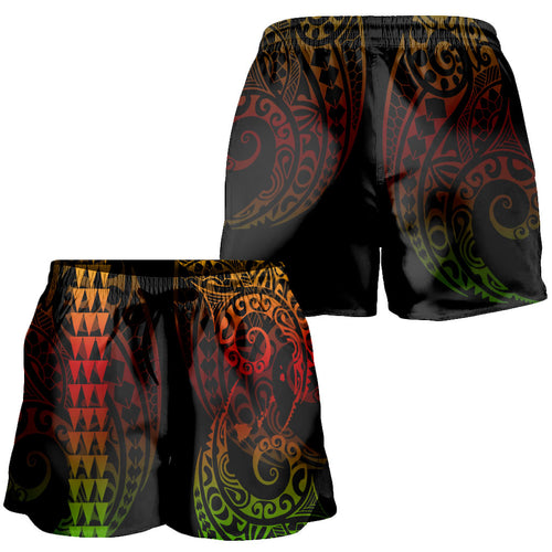 Hawaii Women Shorts Hawaiian Map Kakau Style Reggae