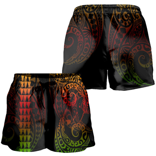 Hawaii Women Shorts Hawaiian Map Kakau Style Reggae