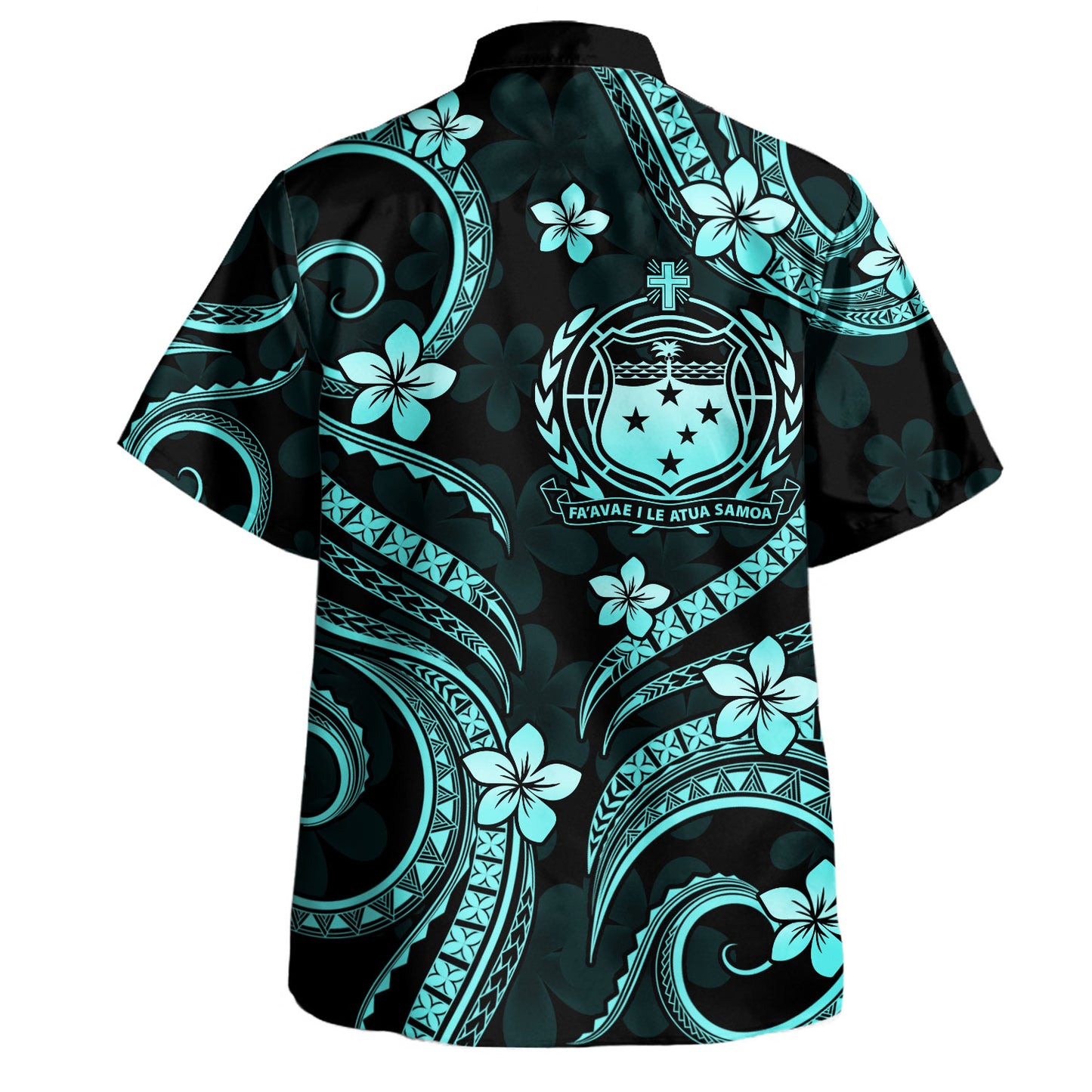 Samoa Combo Puletasi And Shirt Turquoise Island Crest Floral Style