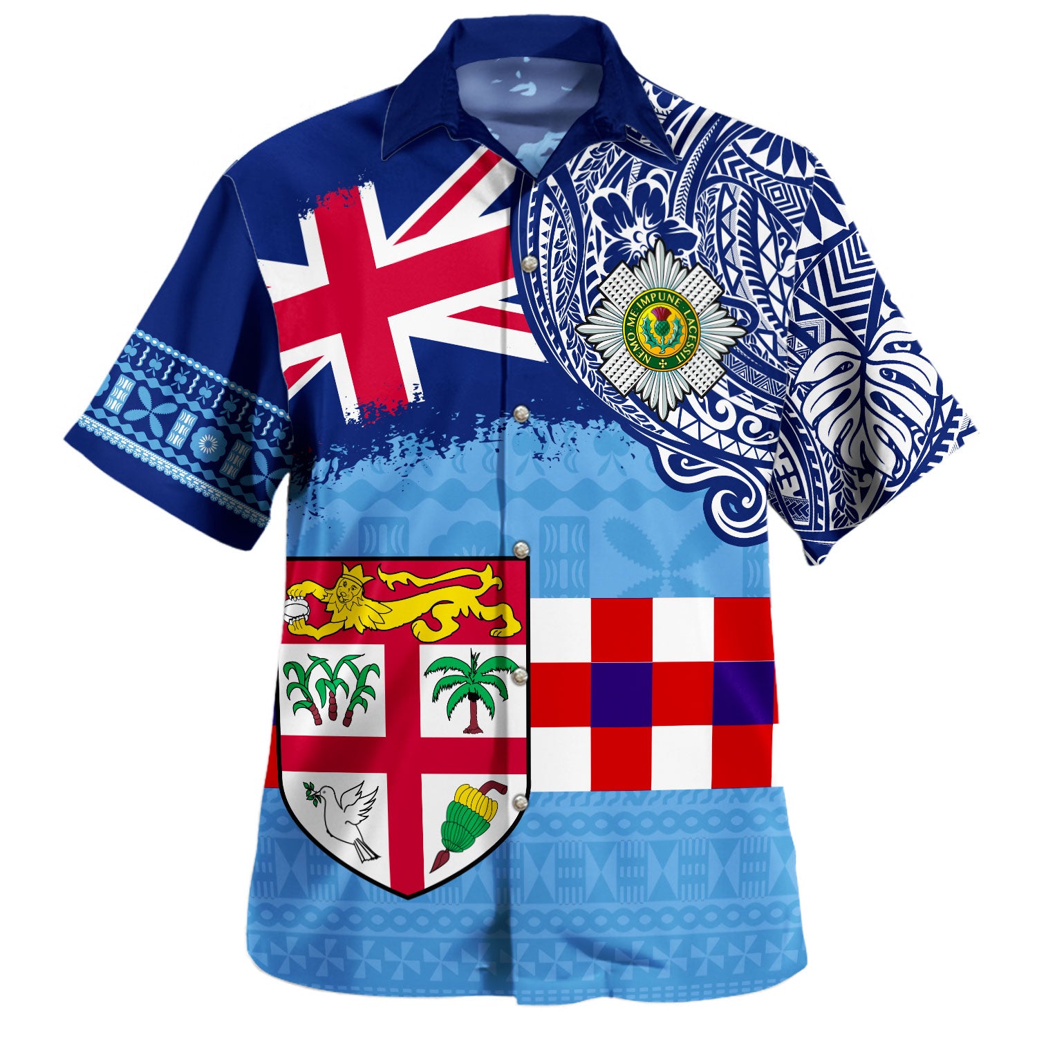 Fiji Hawaiian Shirt Kesakesa Masi Diamond Tapa Tribal