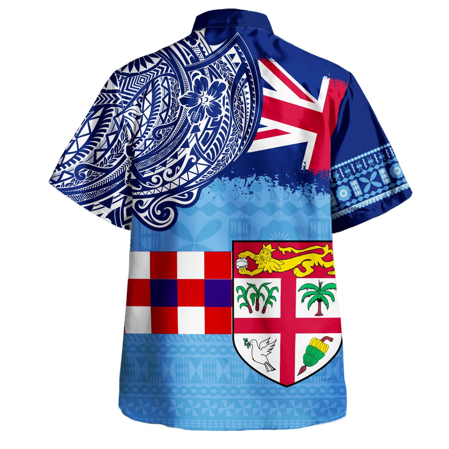 Fiji Hawaiian Shirt Fijian UK Flag With Coat Of Arms