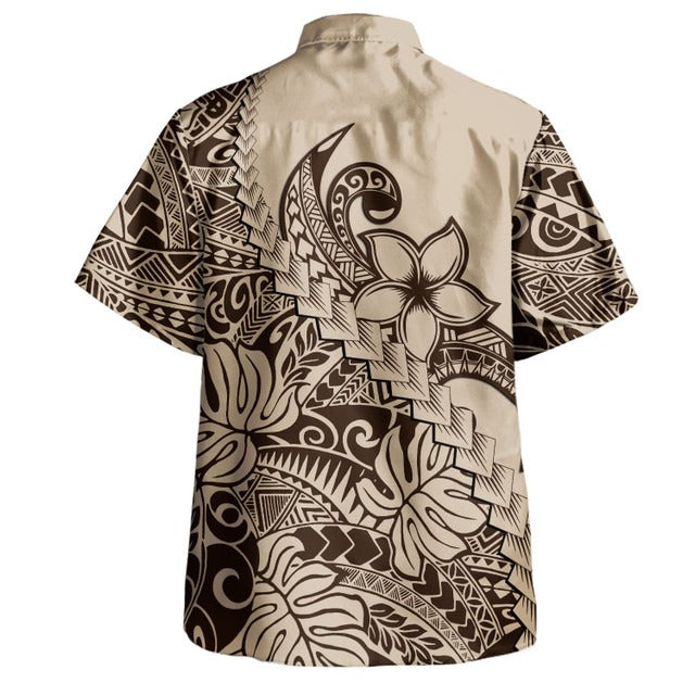 Polynesian Hawaiian Shirt Tribal Plumeria Beautiful