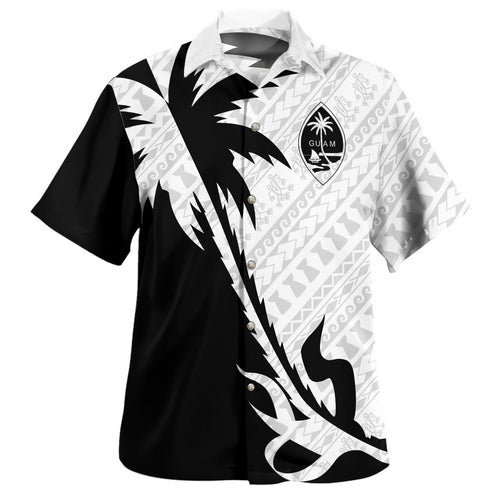 Guam Hawaiian Shirt Custom Tribal Coconut Tree Half Style