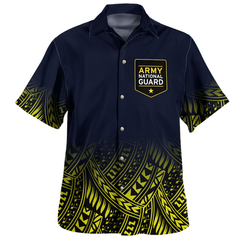 Samoa Hawaiian Shirt Custom Army National Guard Tribal Pattern