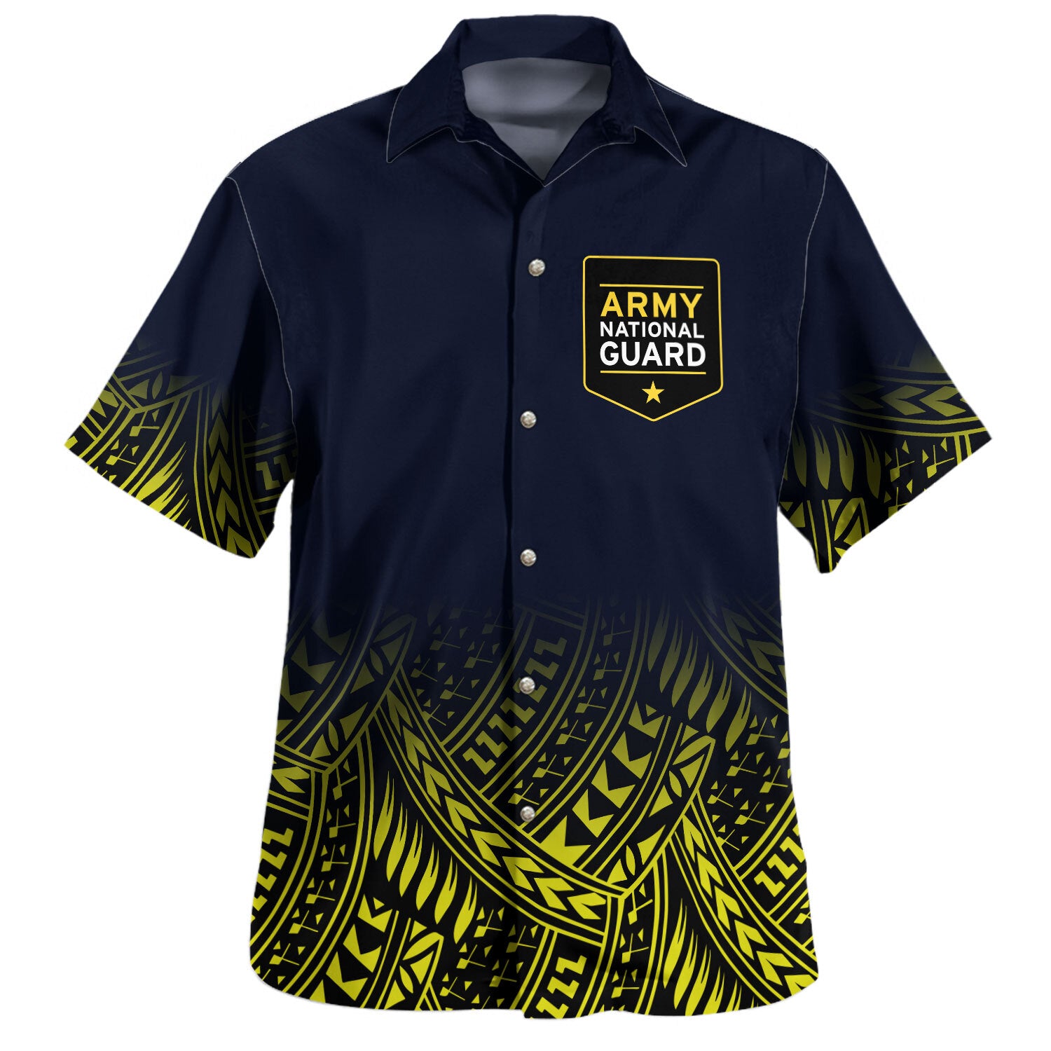 Samoa Hawaiian Shirt Custom Army National Guard Tribal Pattern