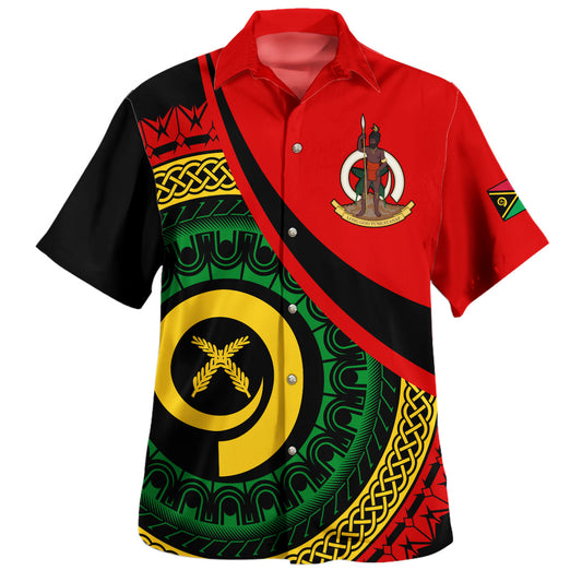 Vanuatu Hawaiian Shirt Custom Melanesian Tribal Circle Tattoo Style
