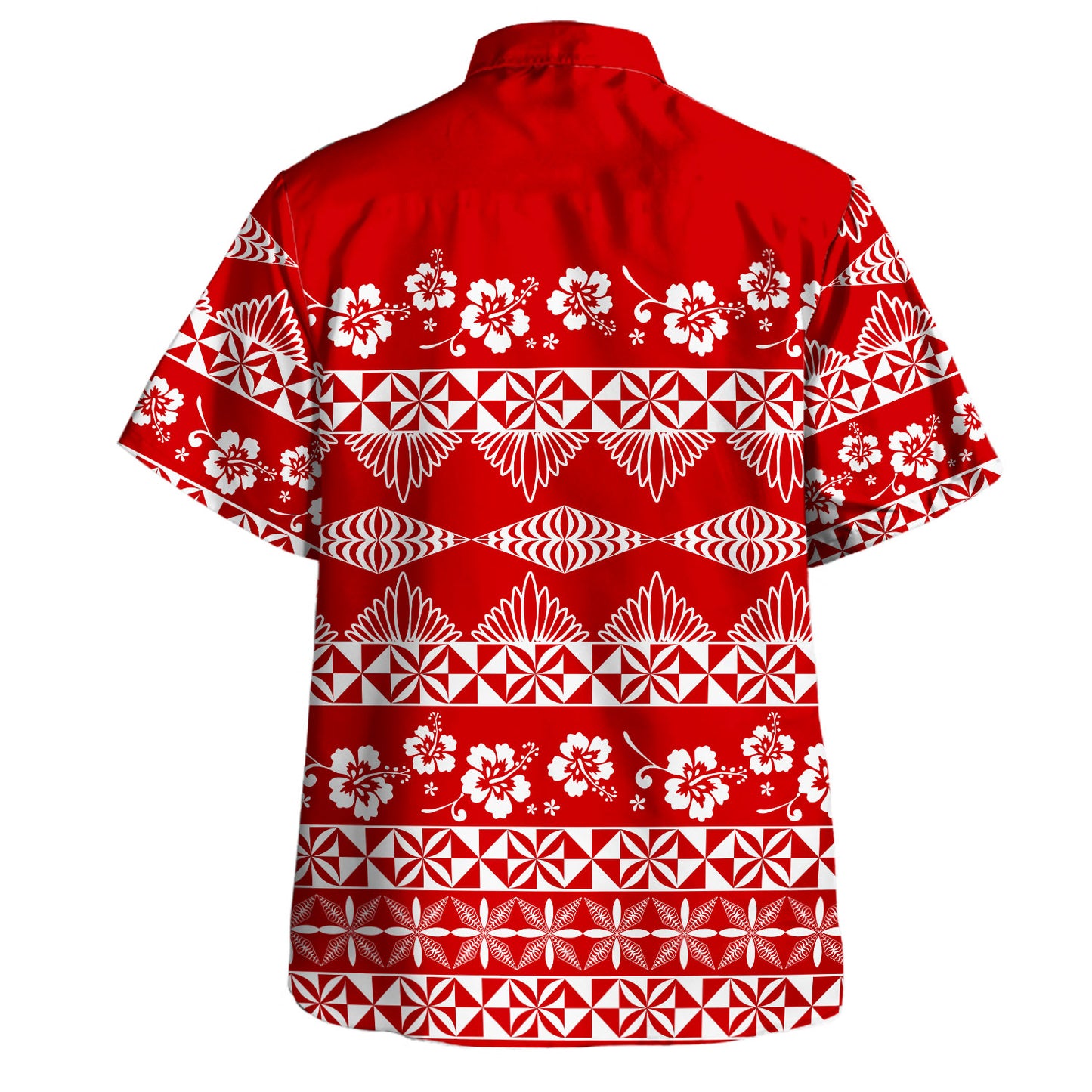 Tonga Combo Puletasi And Shirt Ngatu Pattern Tapa With Hibiscus