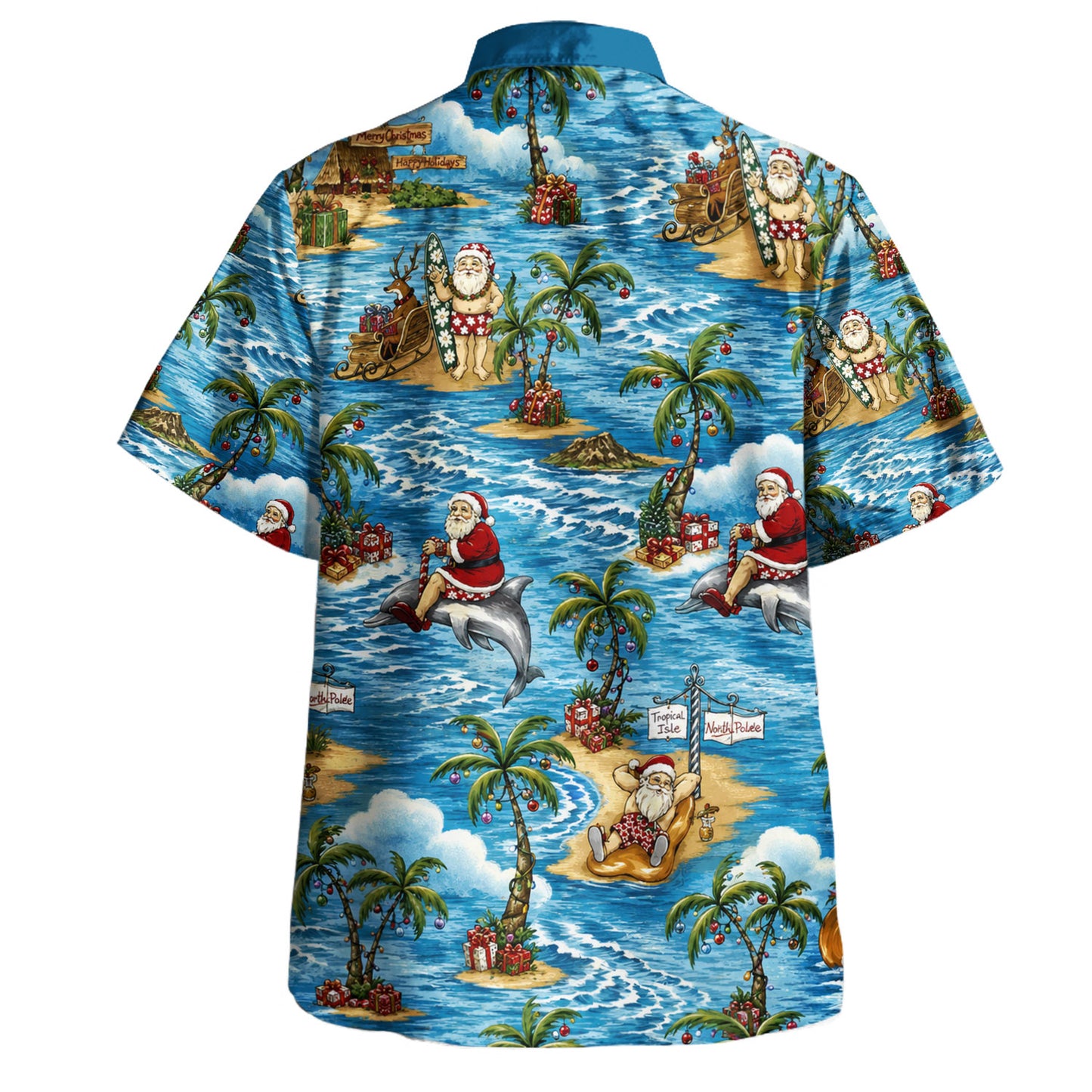 Hawaii Hawaiian Shirt Mele Kalikimaka Tropical Santa Escape Style
