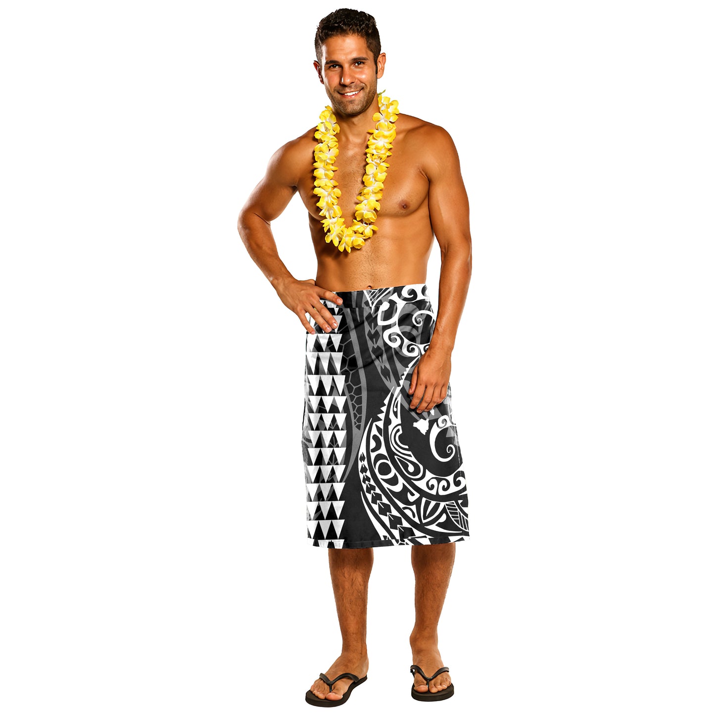 Hawaii Lavalava Hawaiian Map Kakau White Style