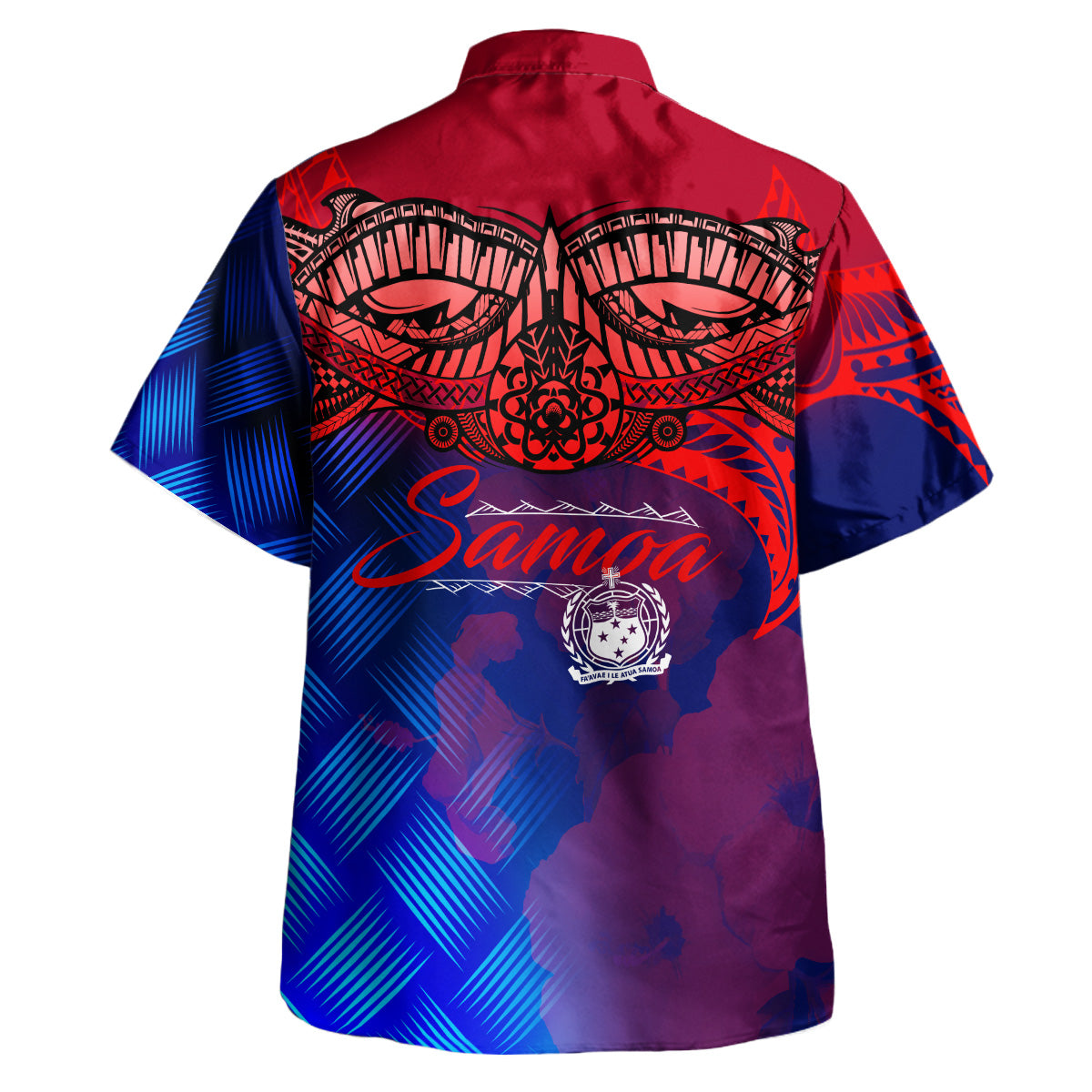 Samoa Polynesian Hawaiian Shirt - Samoa Coat Of Arms with Lauhala Tribal Pattern