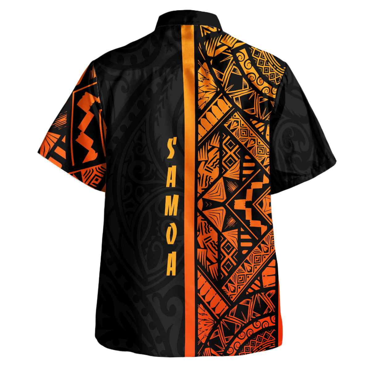 Samoa Hawaiian Shirt - Samoa Coat Of Arms With Polynesian Tribal Pattern Orange