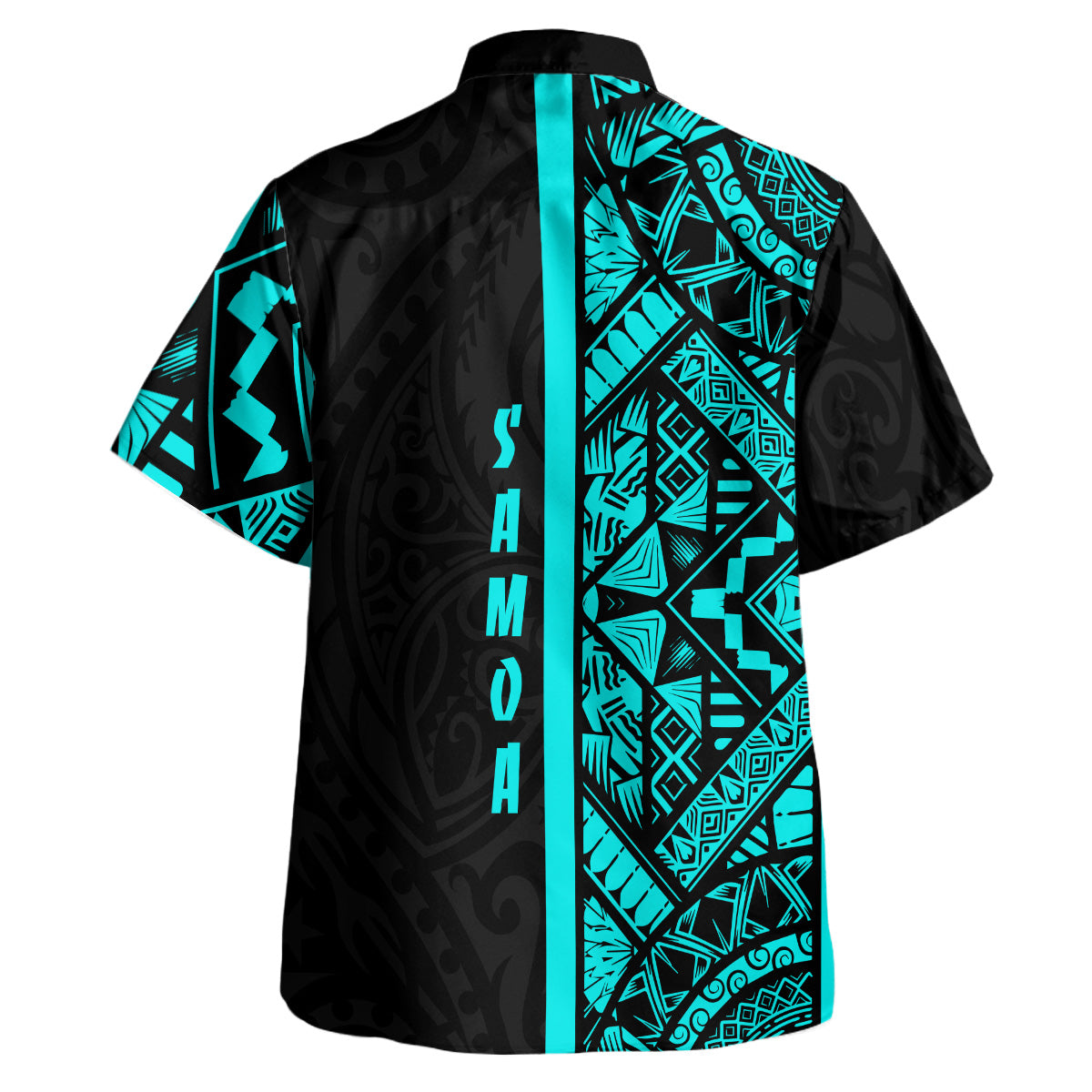 Samoa Hawaiian Shirt - Samoa Coat Of Arms With Polynesian Tribal Pattern Turquoise