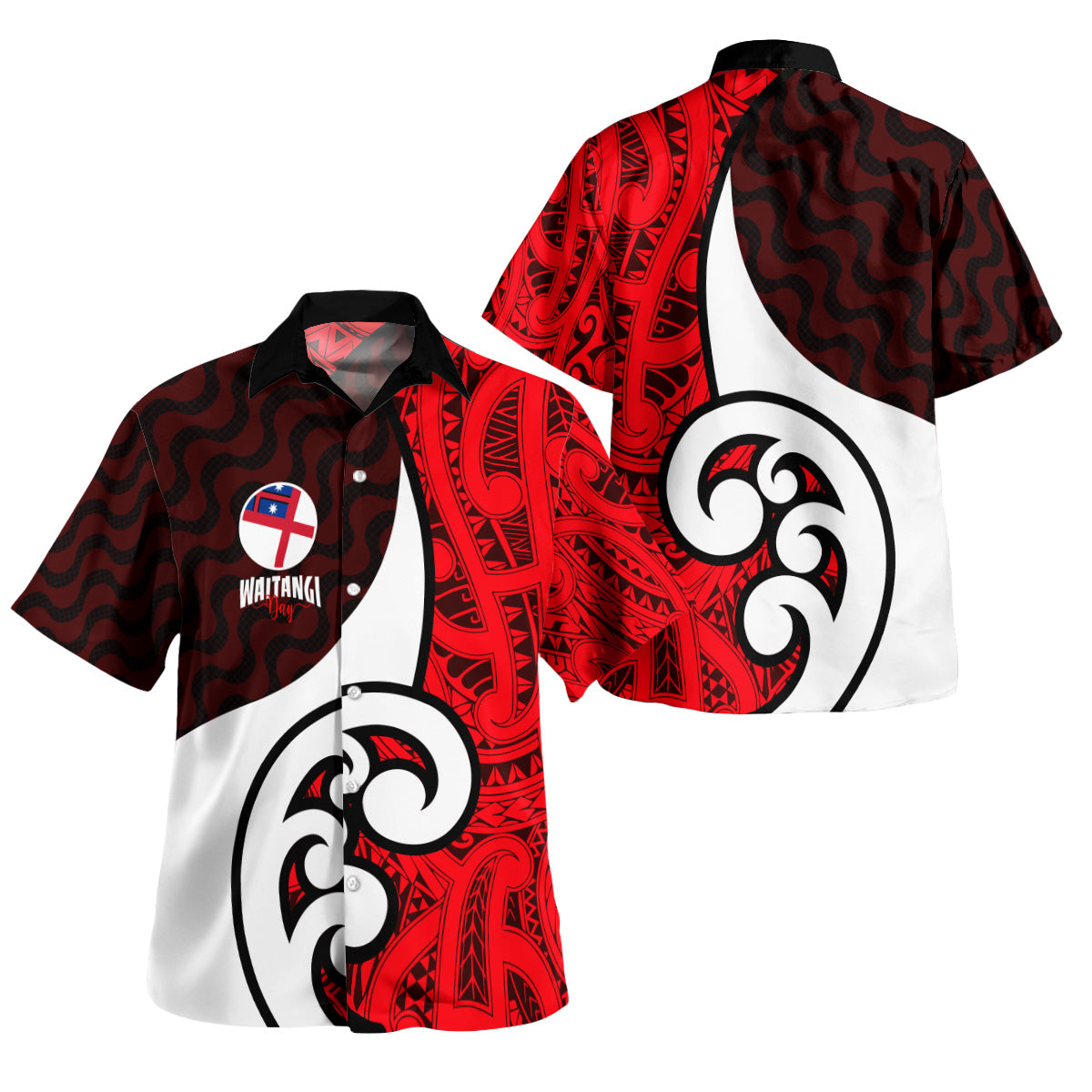 New Zealand Hawaiian Shirt - Flag of the United Tribes of New Zealand Waitangi Day