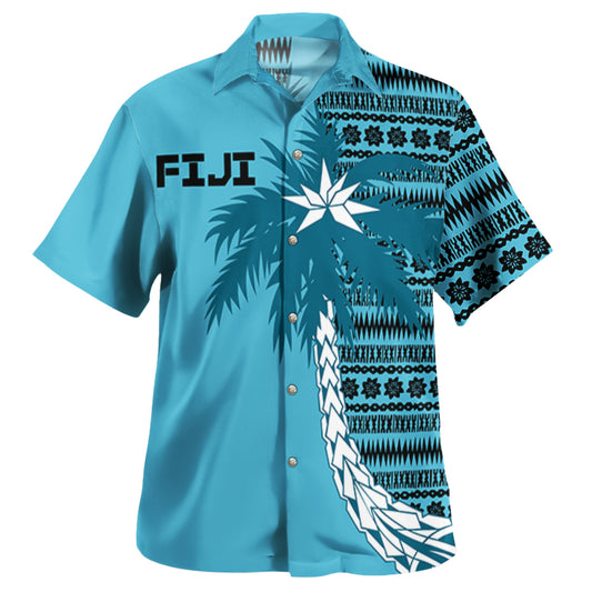 Fiji Hawaiian Shirt Fiji Bula Style Plumeria Flower