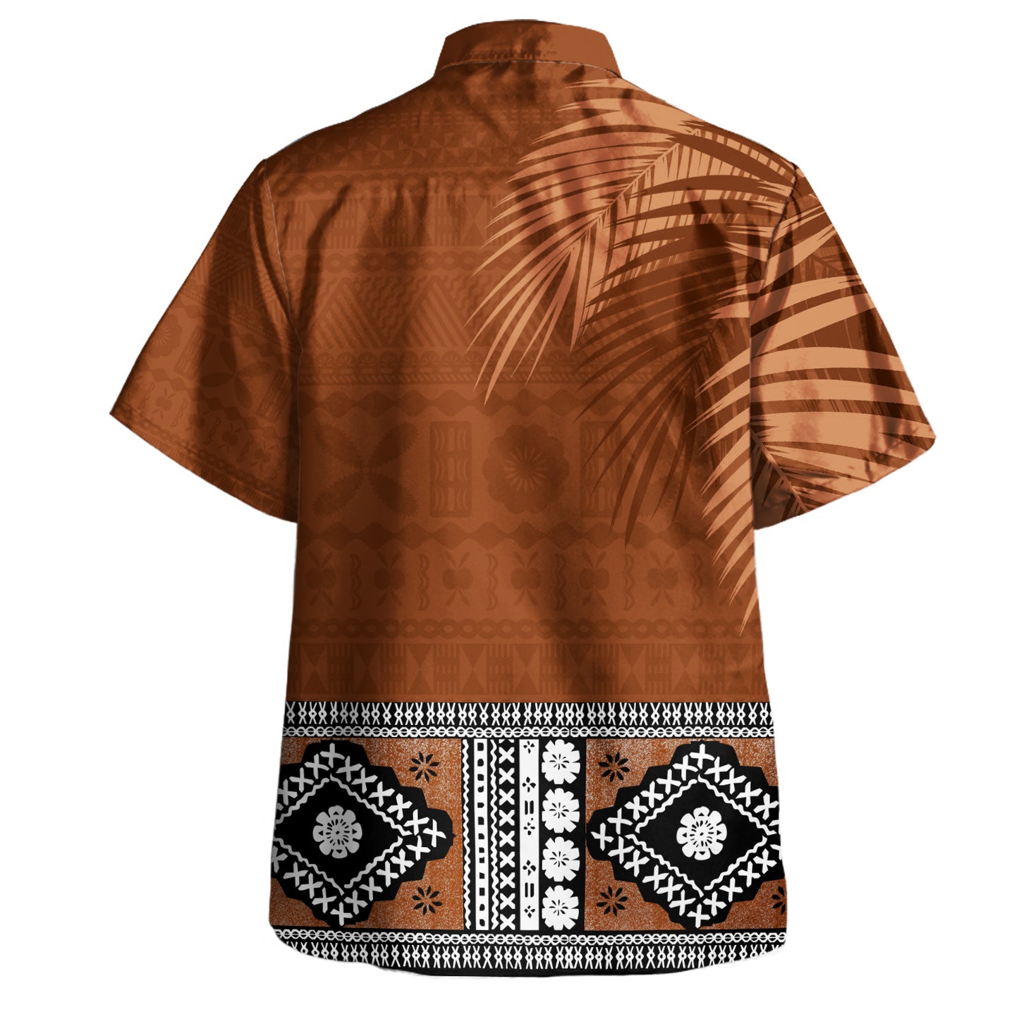 Fiji Combo Dress And Shirt Coat Of Arms Bula Special Fabric Leaves Brown