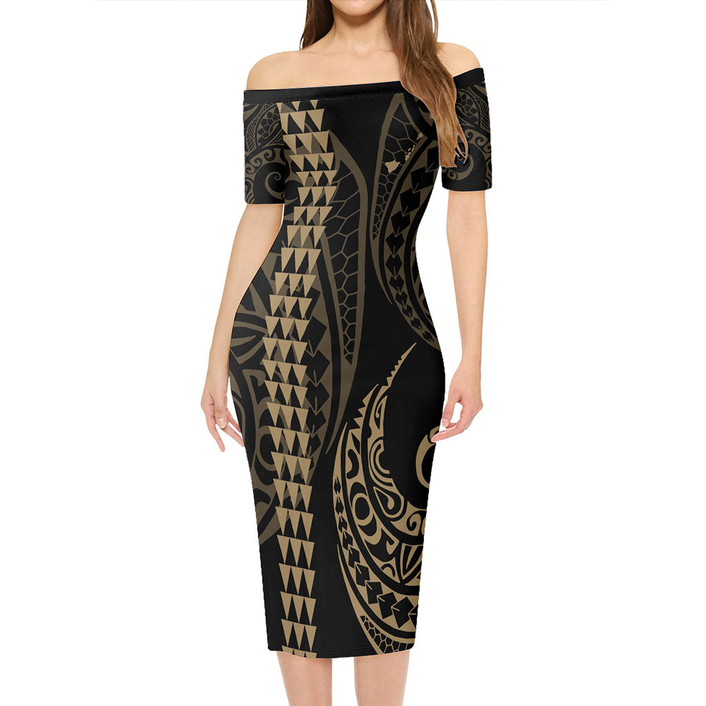 Hawaii Combo Short Sleeve Dress And Shirt Kakau Style Gold