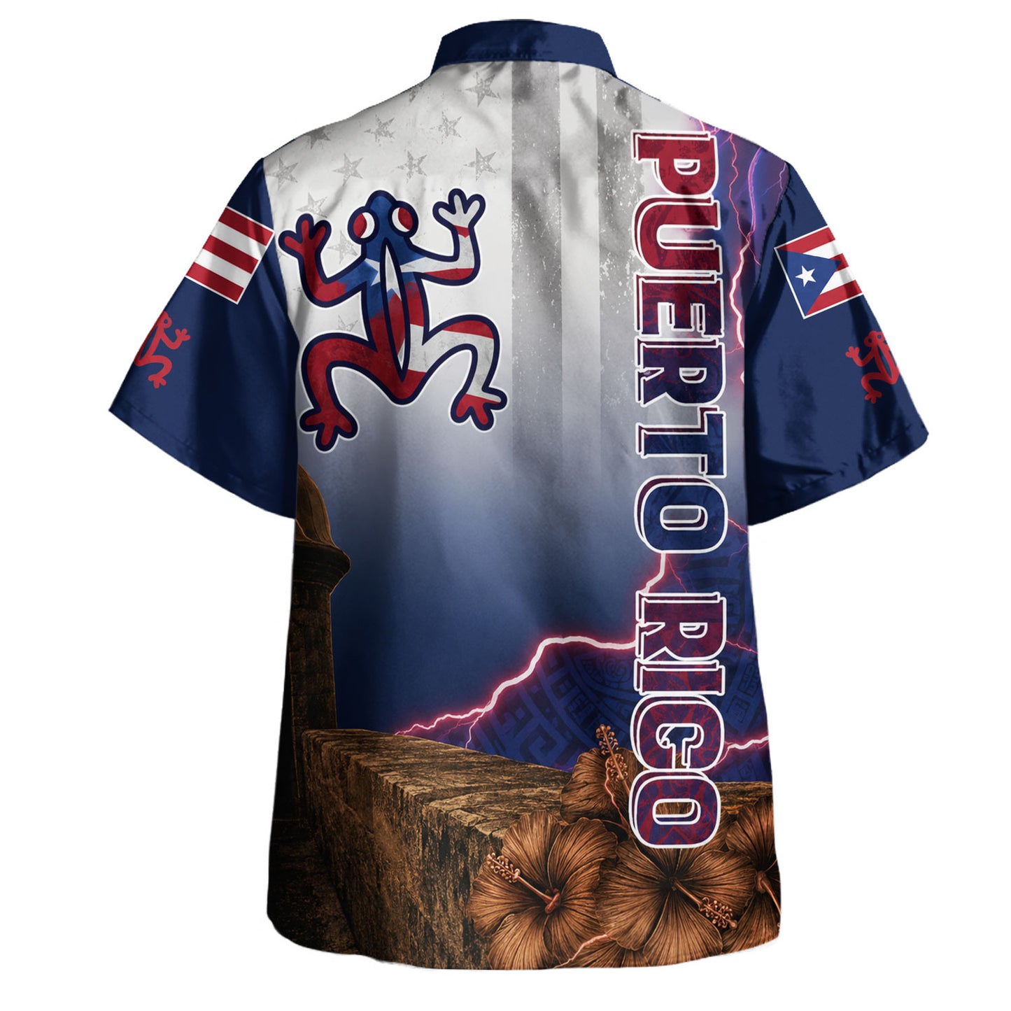 Puerto Rico Hawaiian Shirt Coqui Patriot Lightning Style
