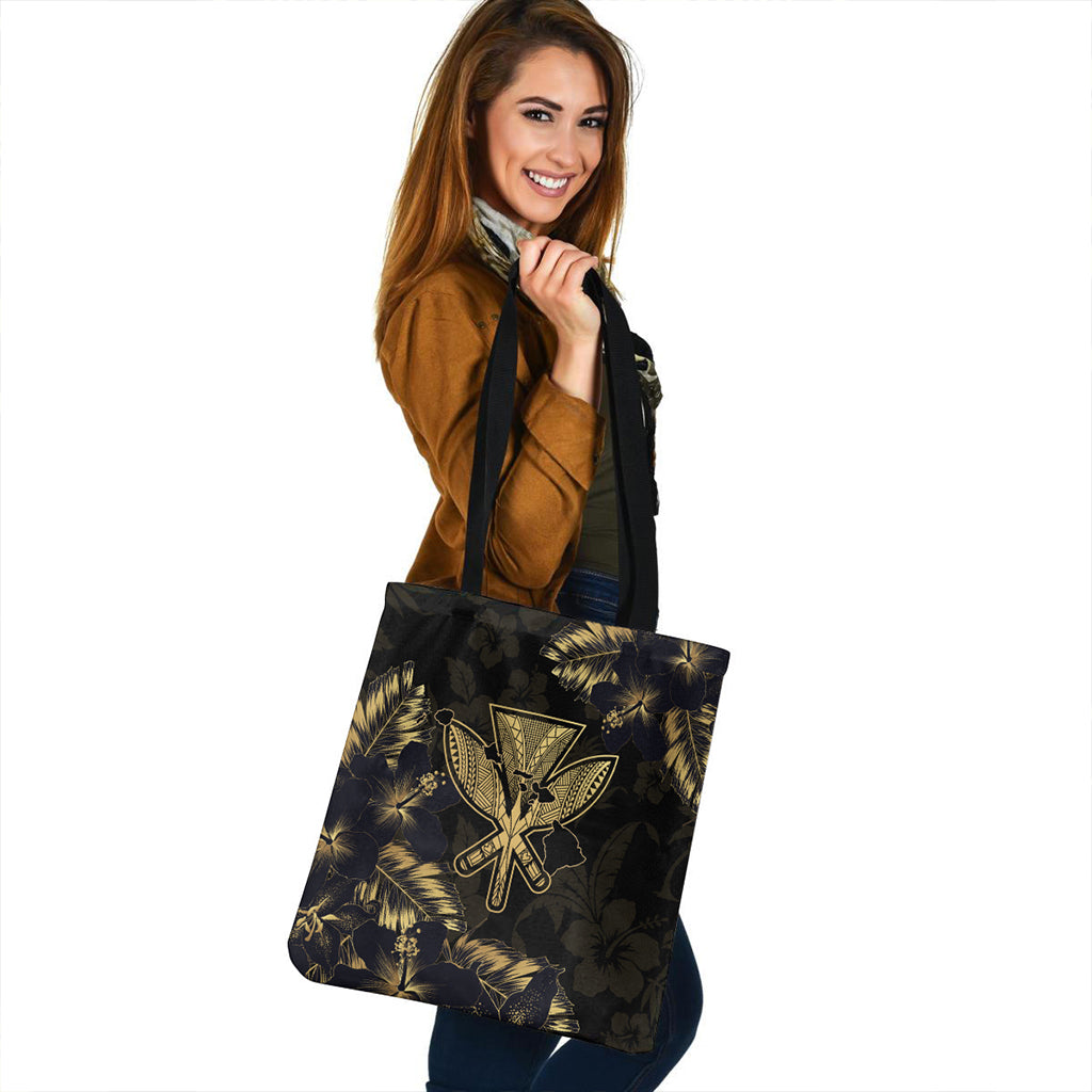 Hawaii Tote Bag Hibiscus Tropical Luxury Gold