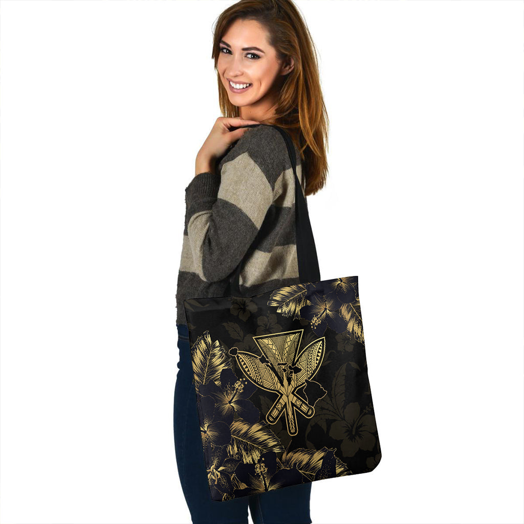Hawaii Tote Bag Hibiscus Tropical Luxury Gold