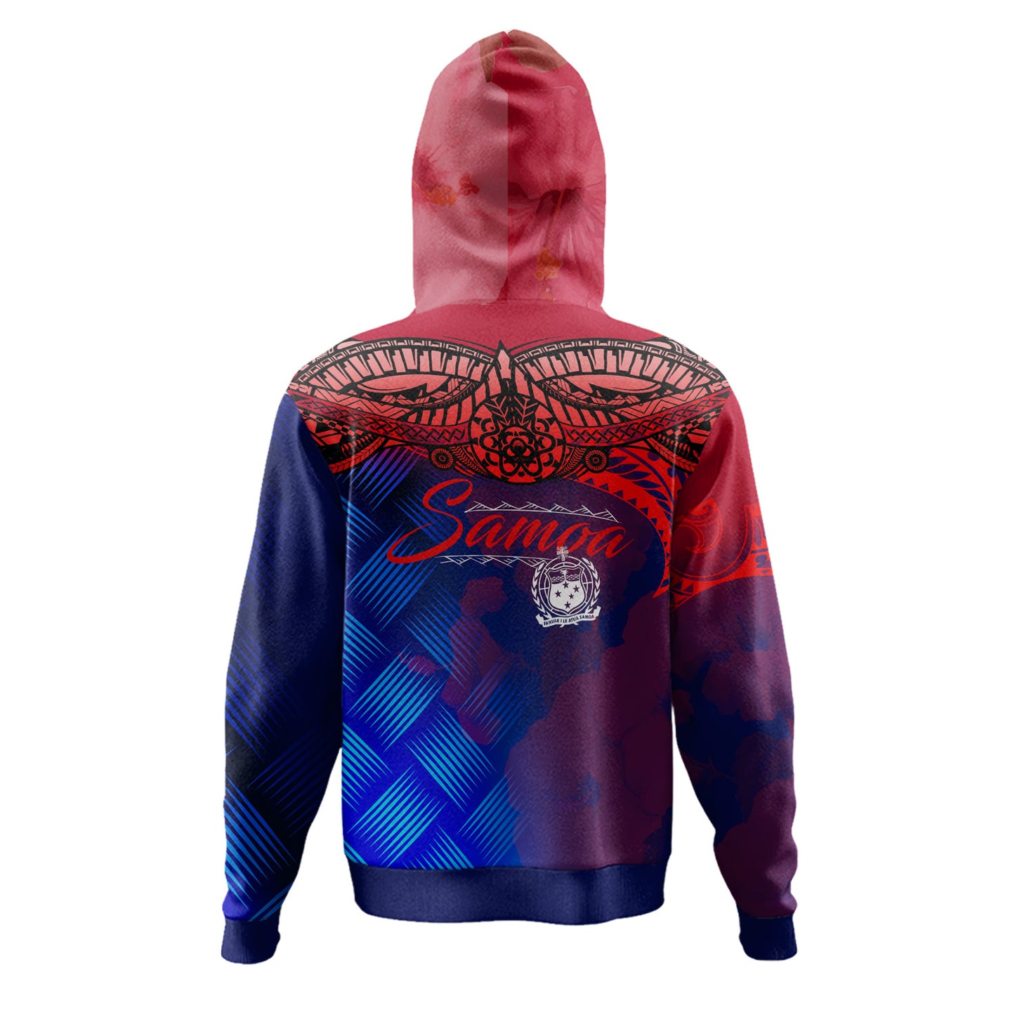 Samoa Polynesian Hoodie - Samoa Coat Of Arms with Lauhala Tribal Pattern