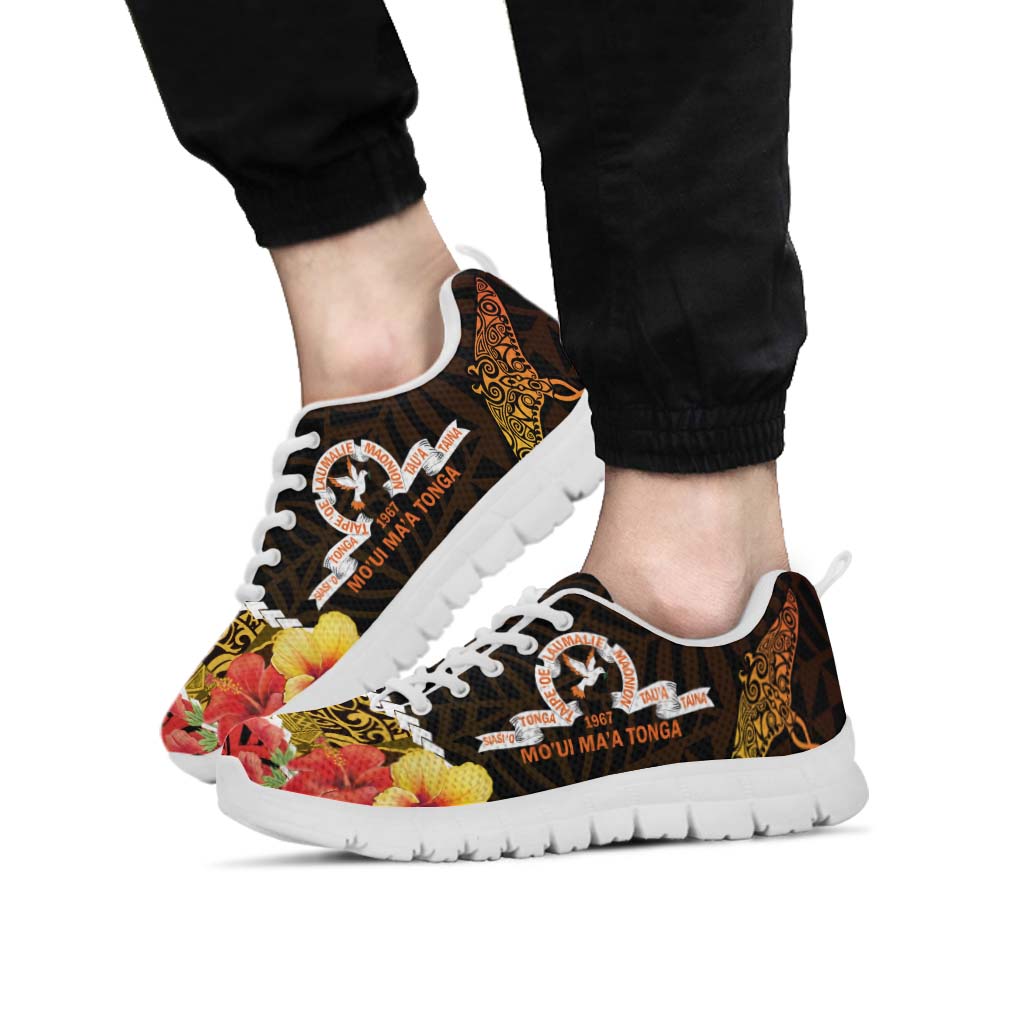 Tonga Sneakers - Tailulu College Polynesian with Flower and Tonga Pattern