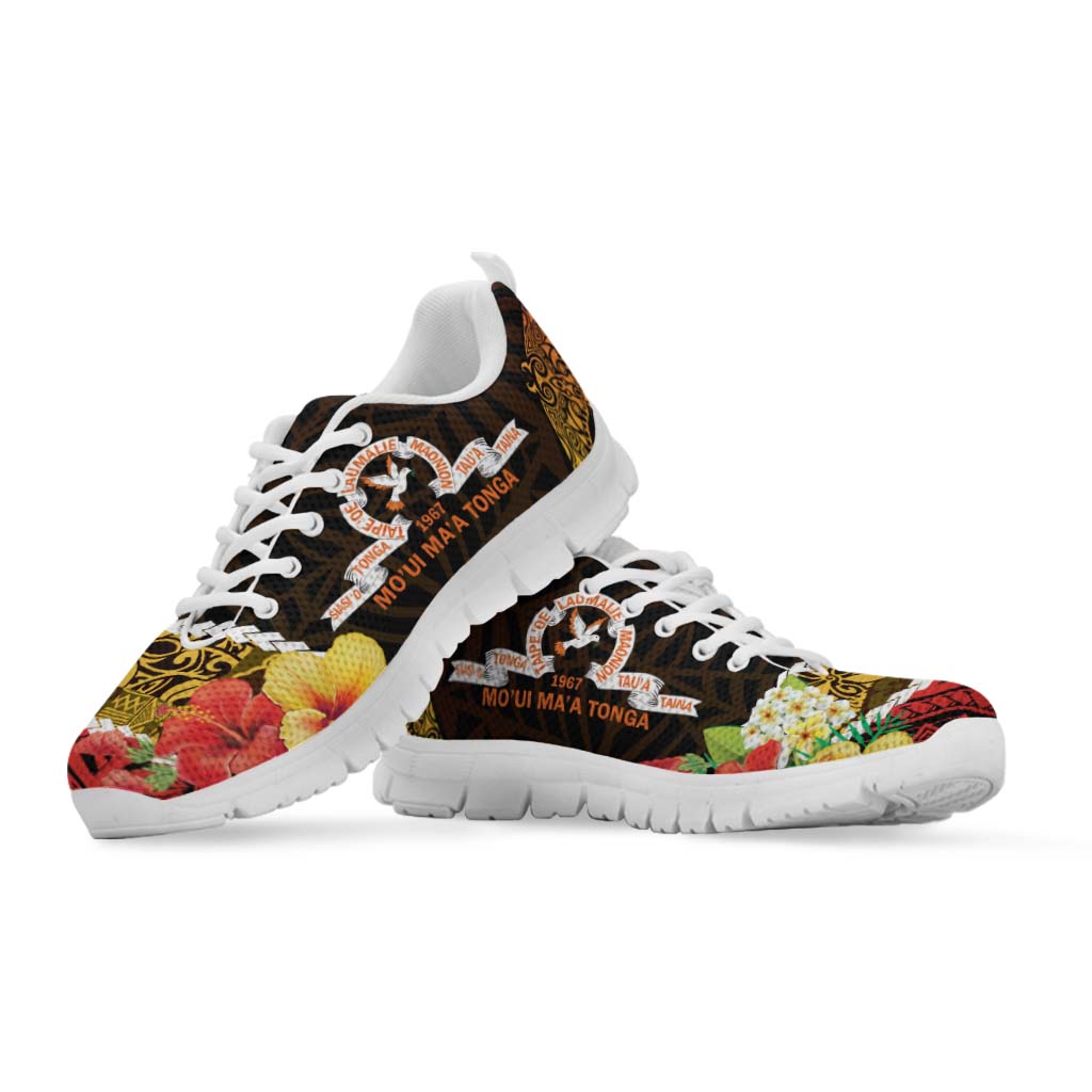 Tonga Sneakers - Tailulu College Polynesian with Flower and Tonga Pattern