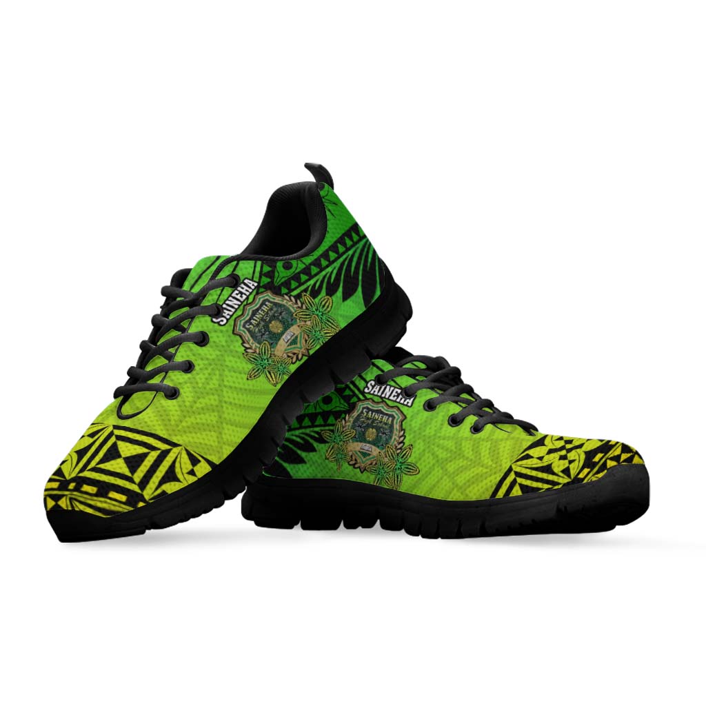 Tonga Sneakers - Saineha High School with Tonga Patterns and Polynesian Culture